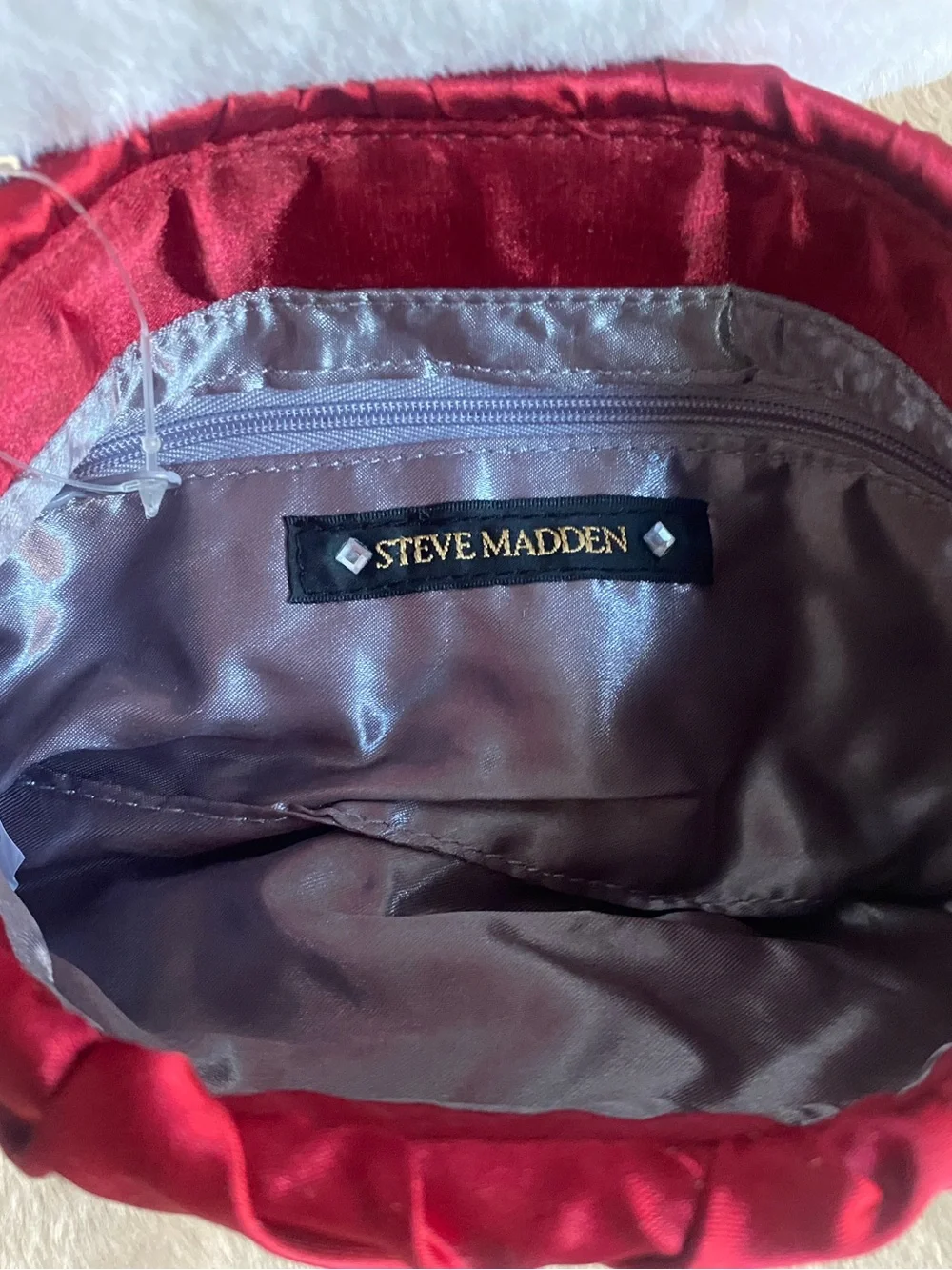 NWT Steve Madden Red Satin Clutch Wristlet Evening Bag